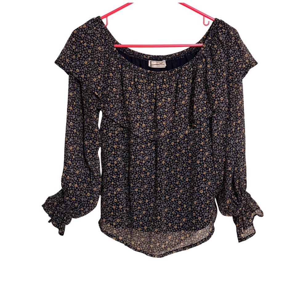 Abercrombie & Fitch Ditsy Floral Ruffle Blouse Top Medium Romantic Prairie